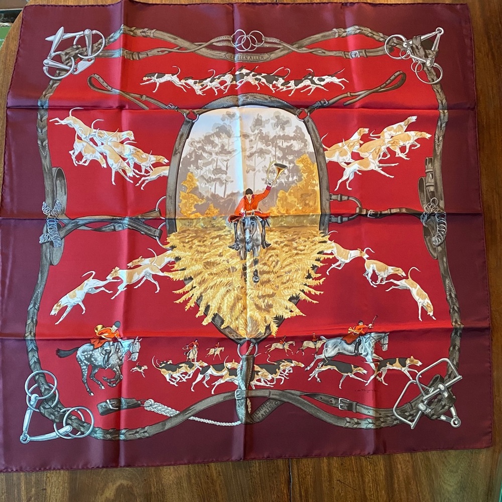 Hermès Silk Scarf Equestrian motif